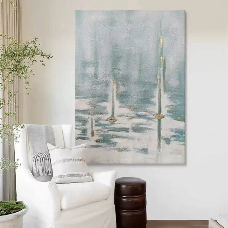 Nordic Gold Foil Abstract Hand-Painted Canvas Oil Painting