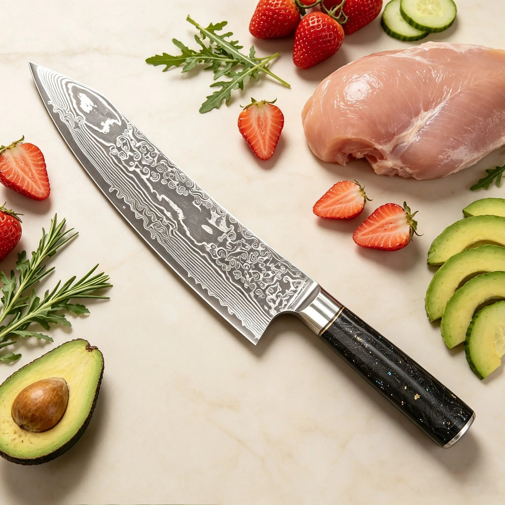67-Layer Damascus Steel Kiritsuke Chef Knife – Sharp Kitchen Blade