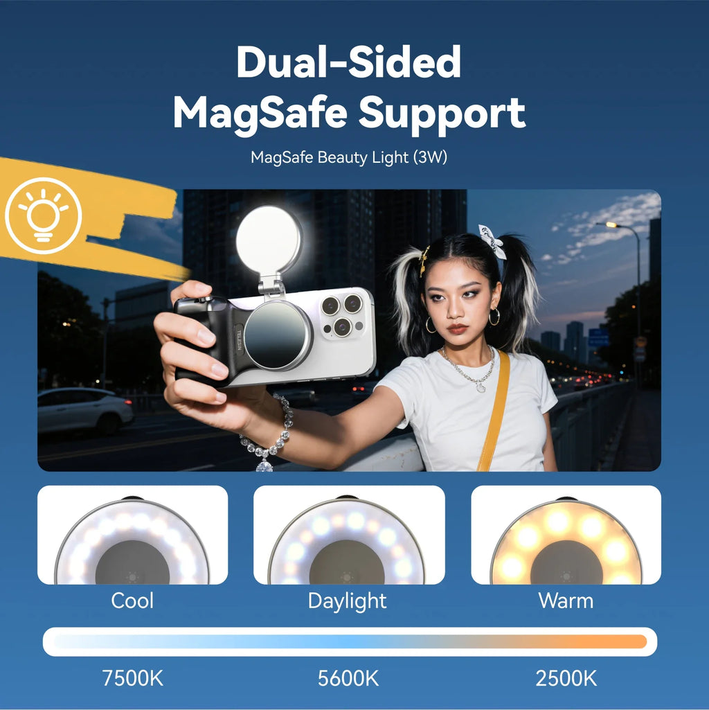 TELESIN Magnetic Phone Camera Shutter Grip Fill Light Shooting Aid