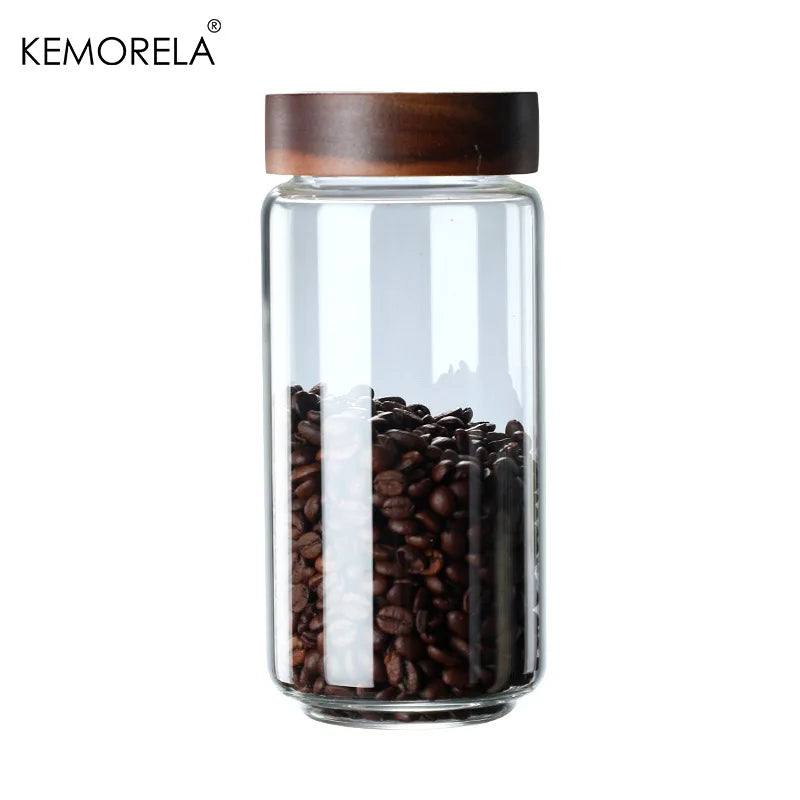 Glass Sealed Storage Jars with Wood Lid | Kitchen Organizer