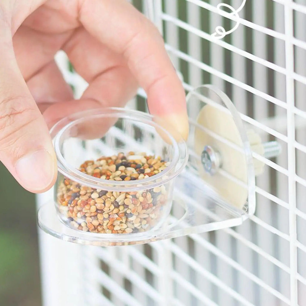 Detachable Transparent Bird Feeder Cups for Cages | Parrot & Cockatiel