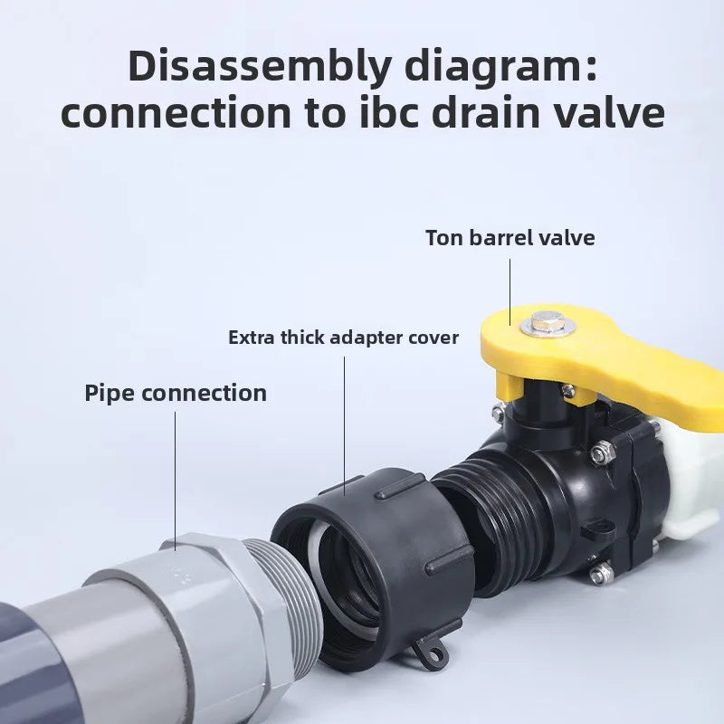 PVC Ball Valve Conversion Joint – IBC Ton Drum Hose Fitting