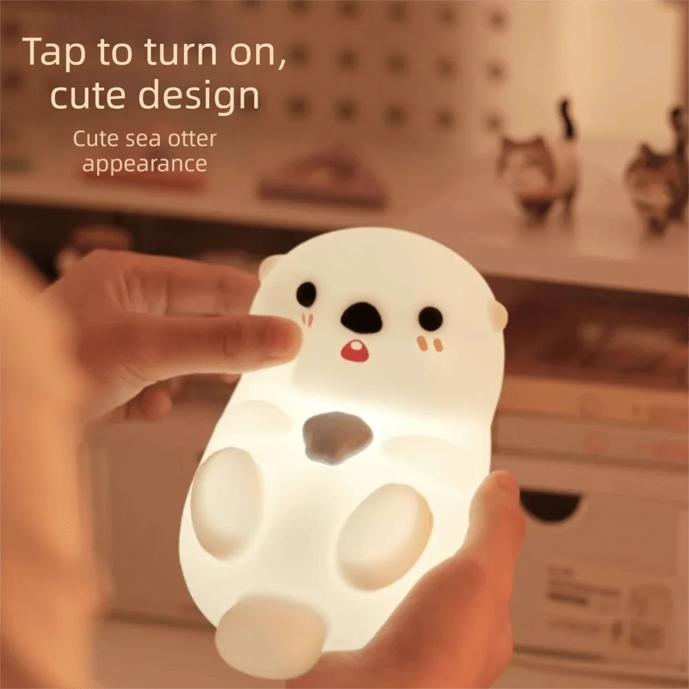 Cute Otter Night Light – USB Rechargeable Touch & Timer Lamp