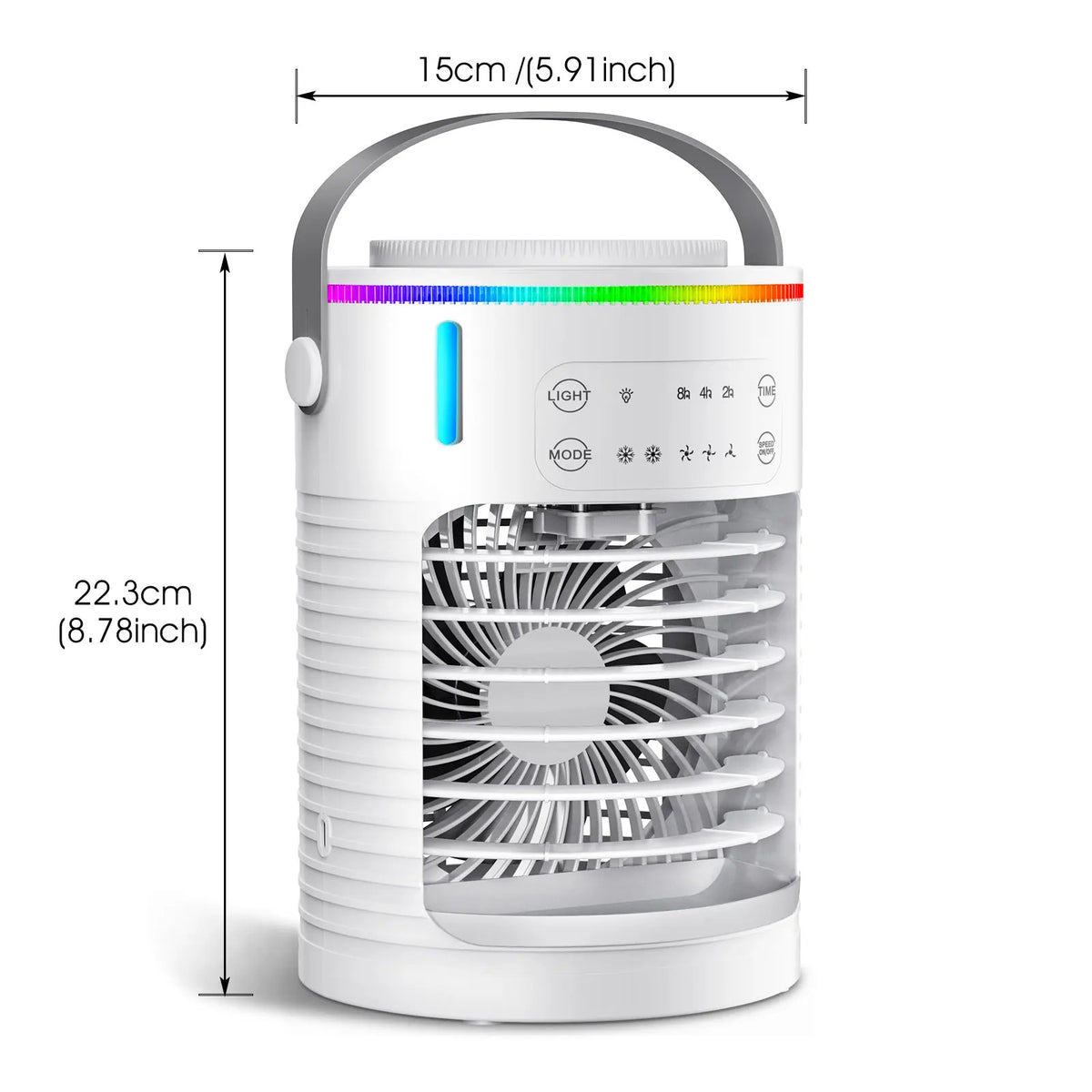 Portable Desktop Air Cooler Fan – 600ml Tank, RGB, Timer
