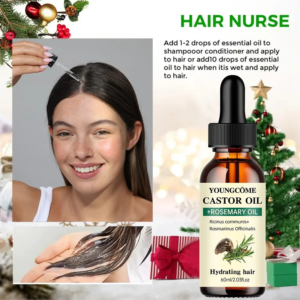 Castor & Rosemary Hair Growth Oil – Thickness & Shine | YOUNGCOME