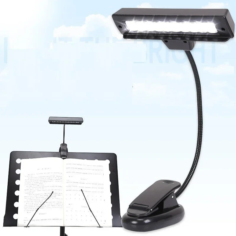 10 LED White Reading Orchestral Sheet Music Stand Light Lamp Battery