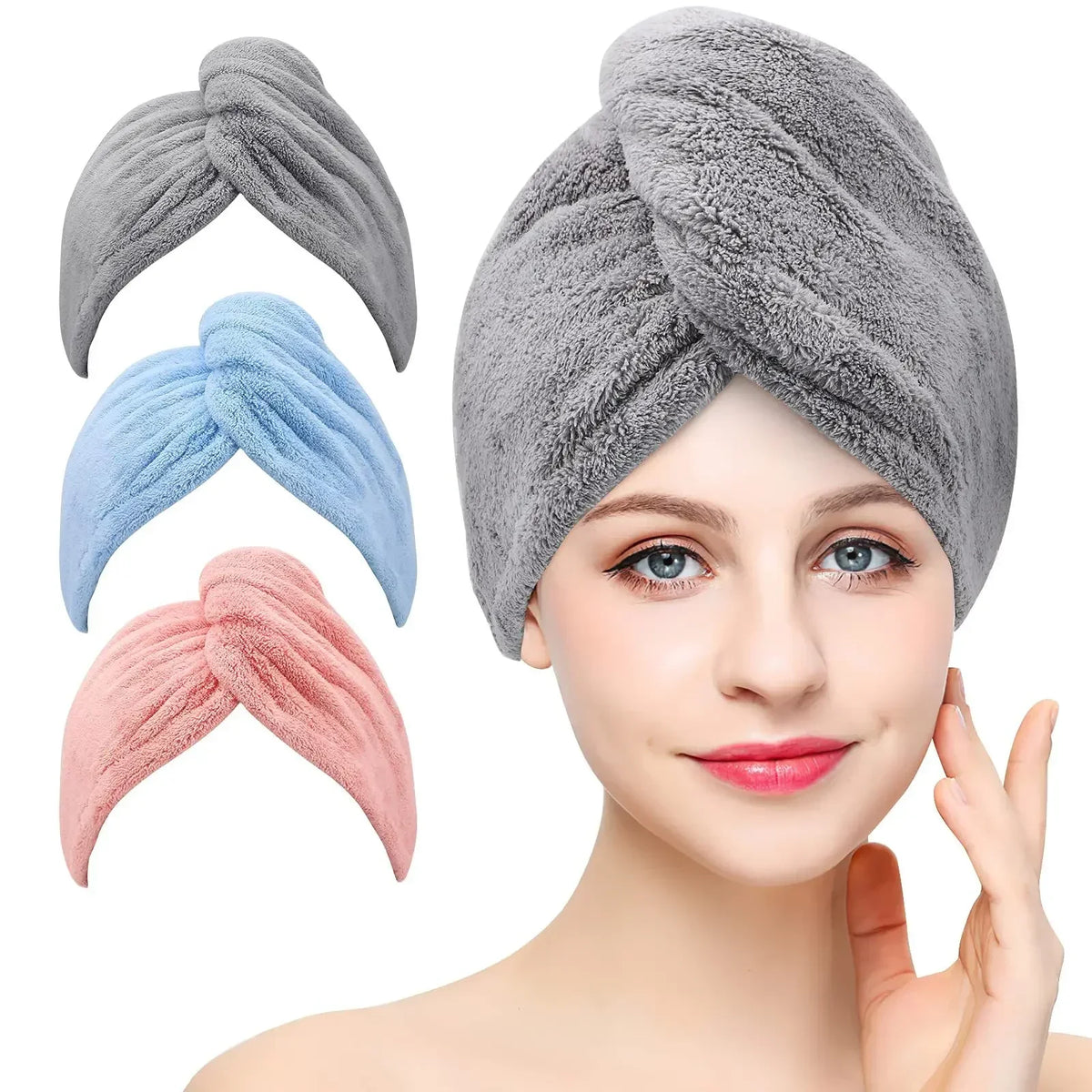 Microfiber Hair Towel Wrap – Anti-Frizz Turban for Curly Hair