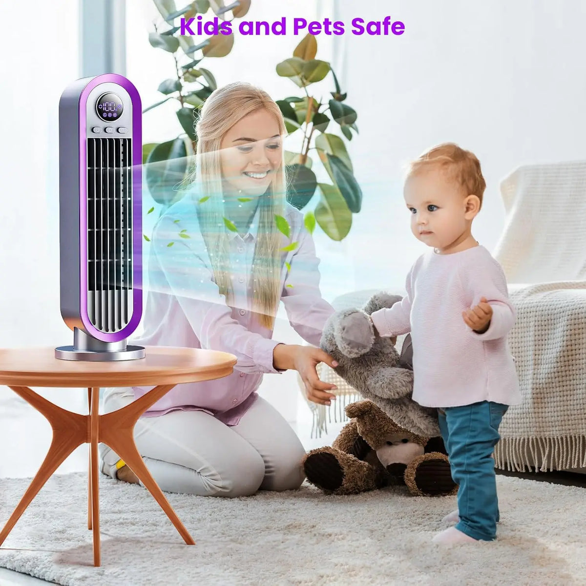 URGGU Bladeless Desk Fan – Quiet, 3-Speed, 90° Oscillation