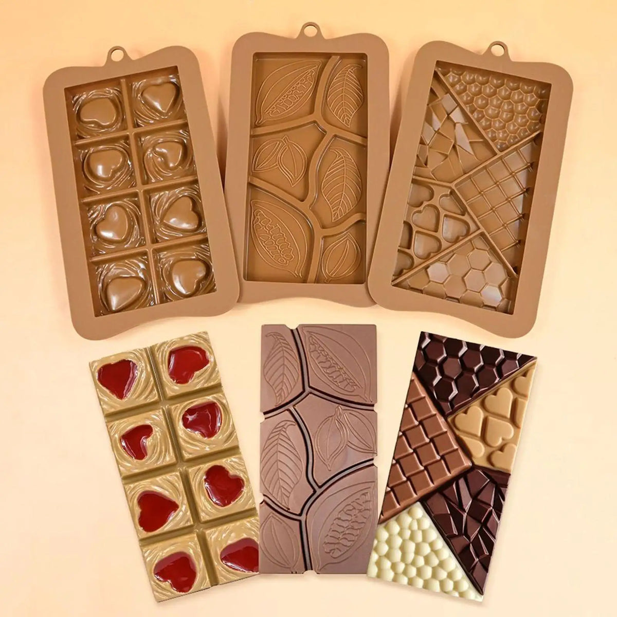 Food Grade Silicone Chocolate Bar Molds – Break-Apart Candy Kit