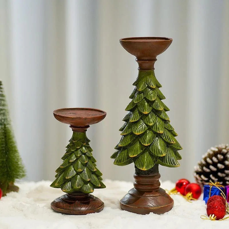 Christmas Tree Candle Holder – Resin Festive Candlestick Decor