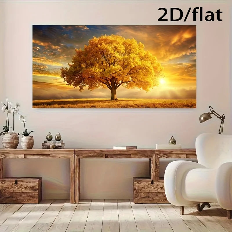 Golden Tree of Life Canvas Wall Art | Modern Unframed Poster