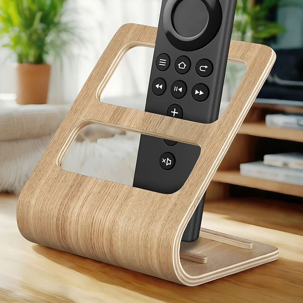 Home Remote Holder Wooden Control No Assembly Caddy 2-Slot Media