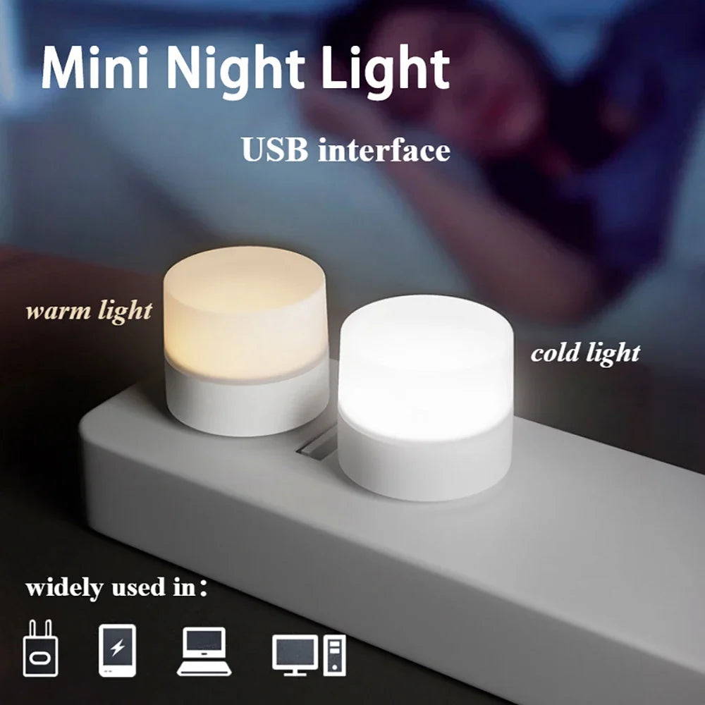 Mini USB LED Night Light – Warm White Eye Protection Lamp