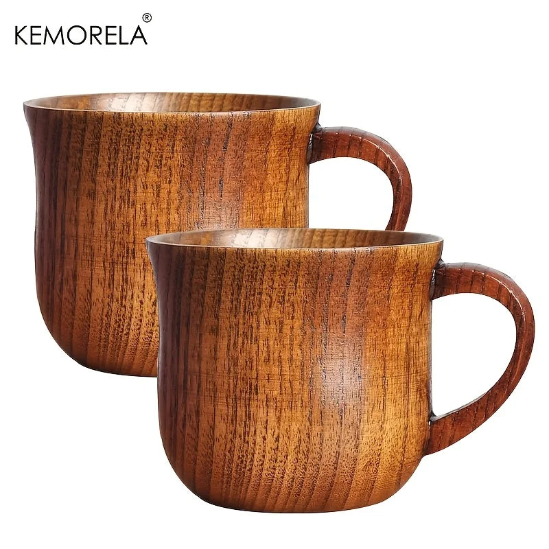 KEMORELA Wooden Coffee Mugs – Vintage Jujube Tea Design Set