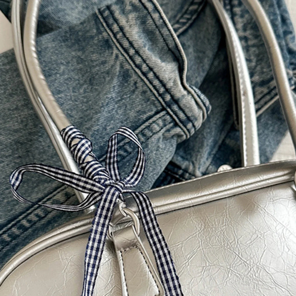 Korean Bowknot Shoulder Bag – Stylish PU Handbag for Women