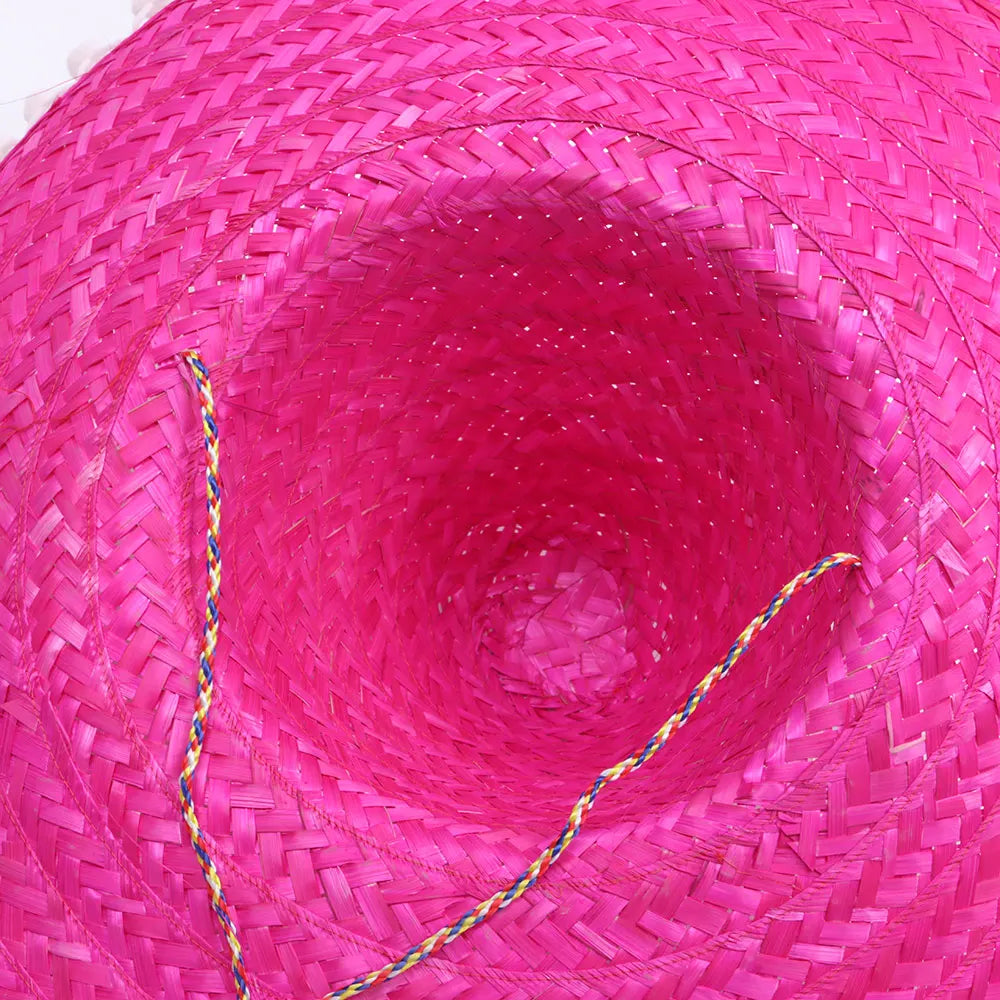Colorful Wide Brim Straw Sombrero – Unisex Party Sun Hat