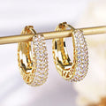 Huitan Sparkling CZ Hoop Earrings – Gold & Silver Statement Jewelry