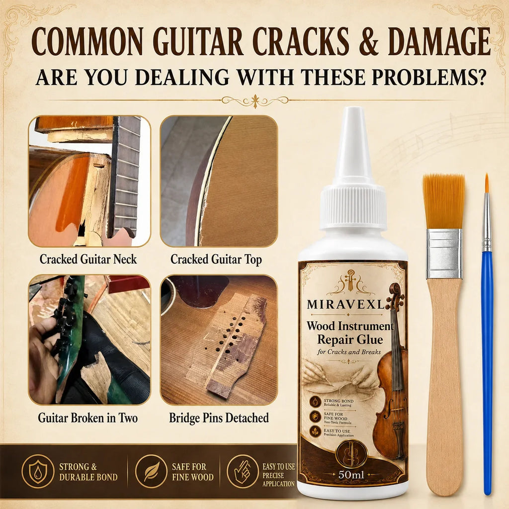 MIRAVEXL Wood Instrument Repair Glue 50ml Kit | Guitar Violin