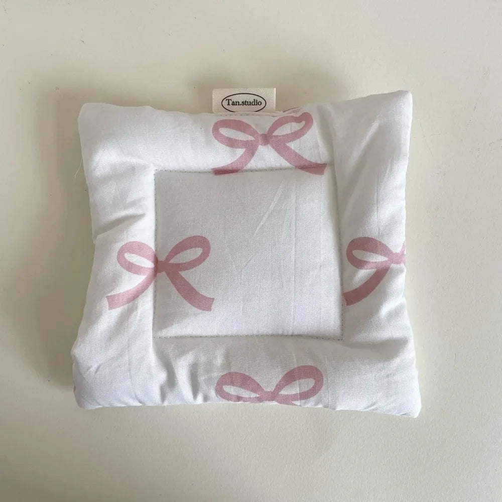 Korean Bow Cotton Coaster – Double-Sided Fabric Mat & Key Tray