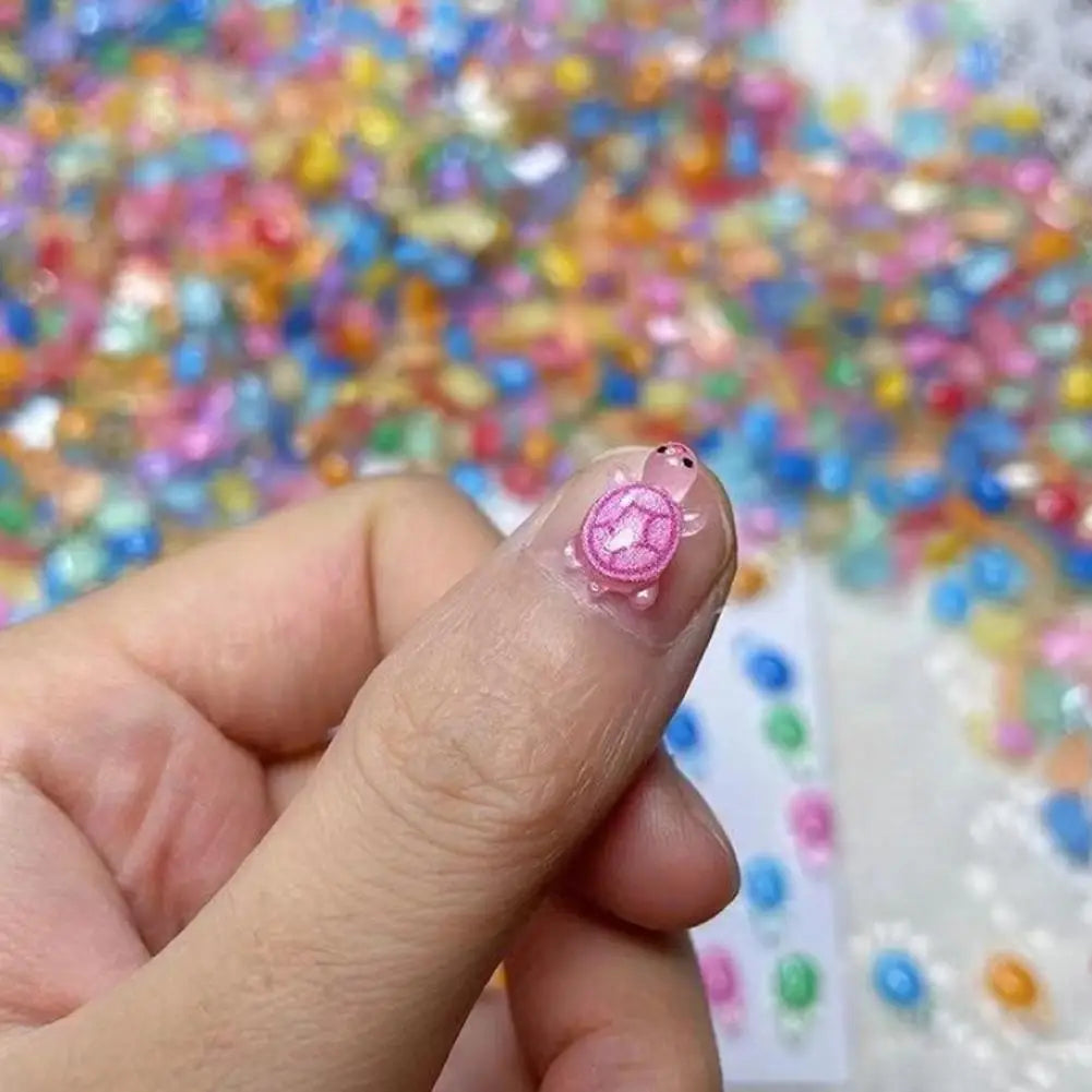 100-Pc 3D Resin Turtle Nail Charms – DIY Craft Decorations