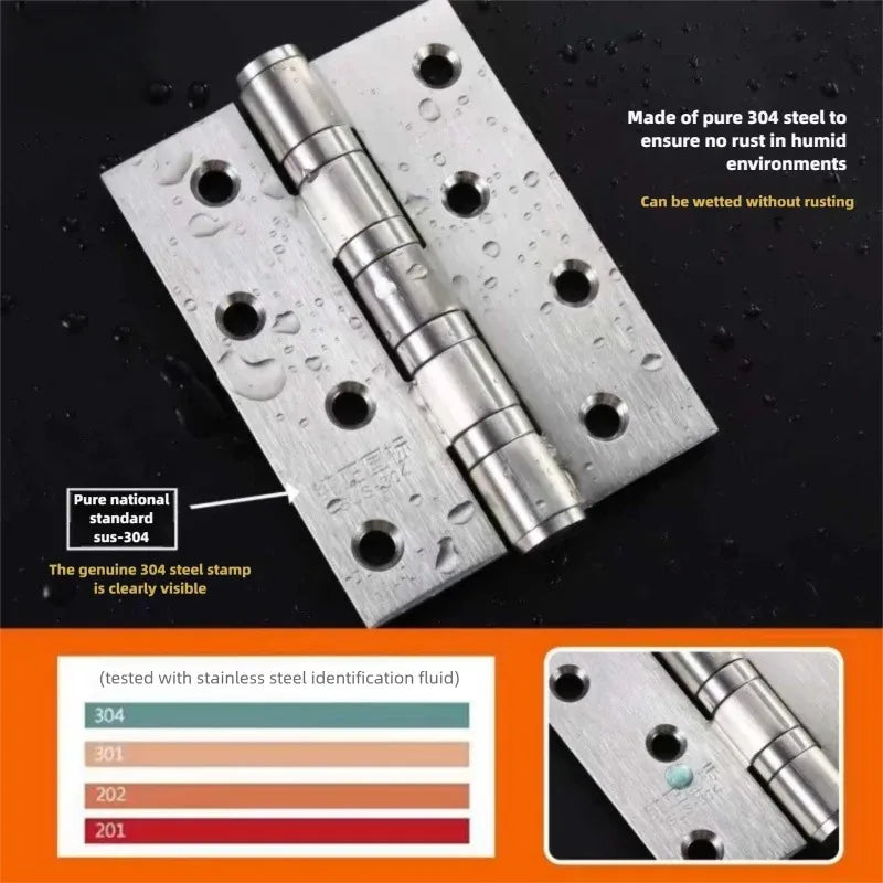 4-Inch Stainless Steel Silent Door Hinges | 3mm Heavy-Duty