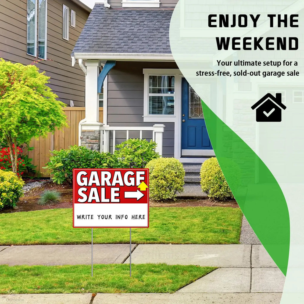 Garage Sale Sign Kit 17x13" | 12 Signs, Stakes & 440 Stickers