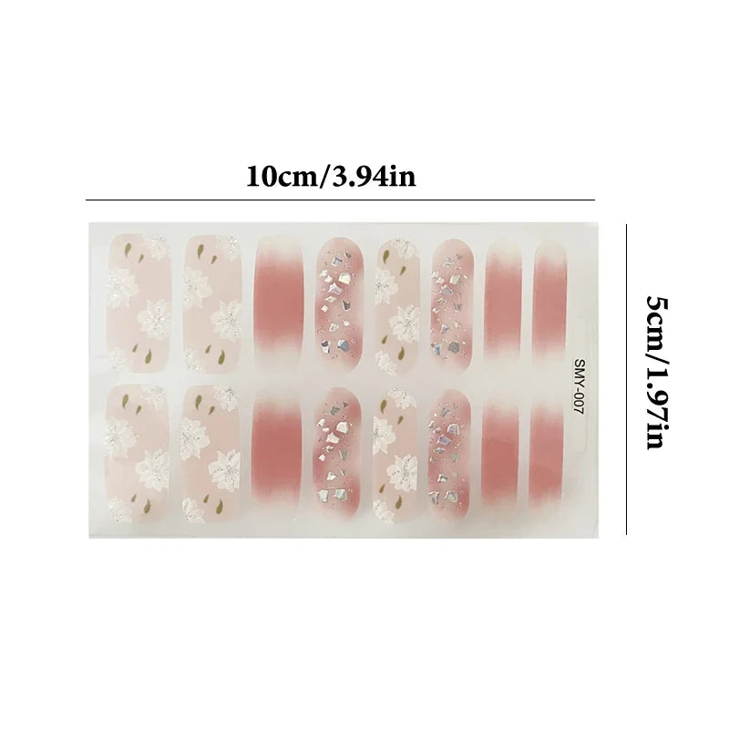 Waterproof Full Cover Nail Wraps – No-Lamp Nail Stickers 14pc