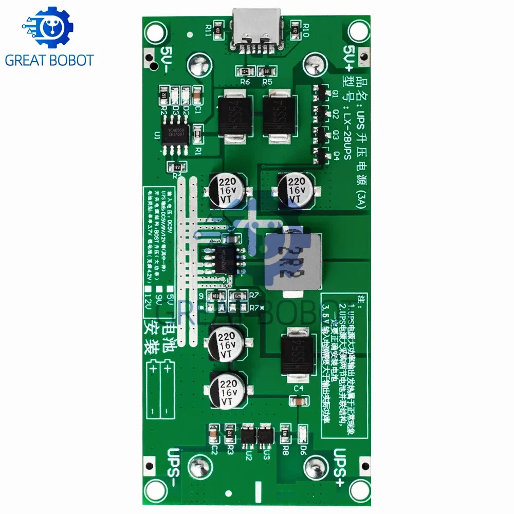Type-C 15W 18650 Battery Charger Module DC-DC Boost UPS 5V 9V 12V
