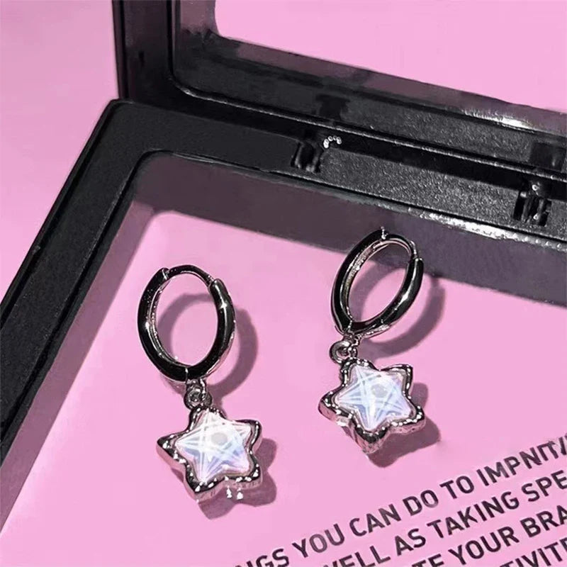Gothic Star Pendant Hoop Earrings | Y2K Goth Harajuku Jewelry