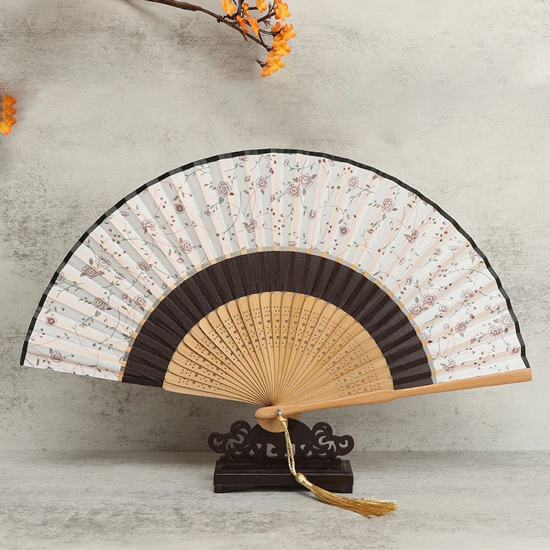 Japanese Kimono Folding Fan Small Lady Portable Summer Daily Dance