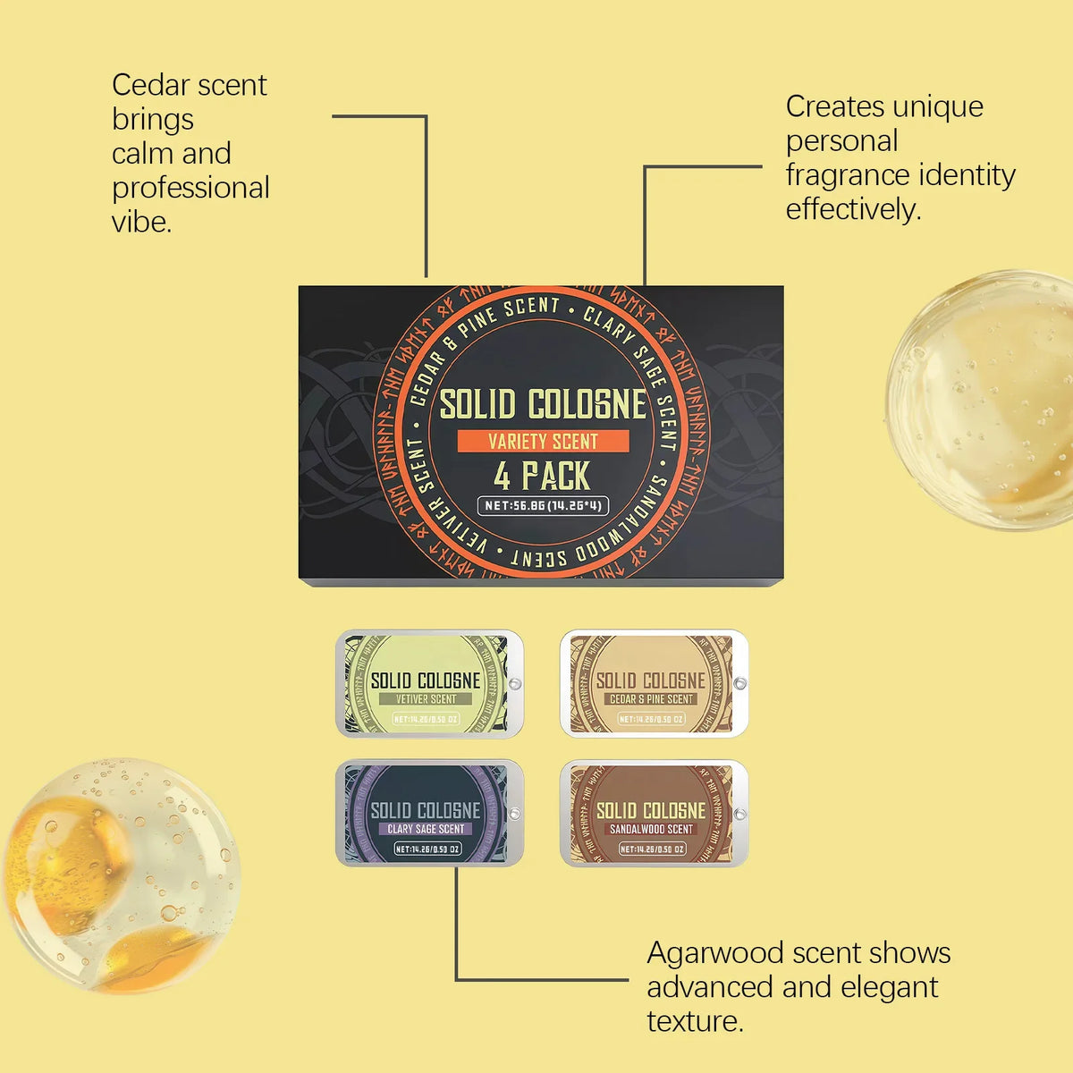 Men's Solid Fragrance Balm | Fruity Woody Portable Scent