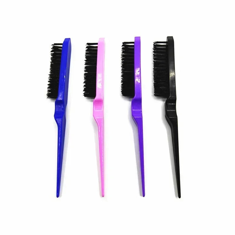 Professional Slim Teasing Comb | 3-Row Nylon Bristle Brush