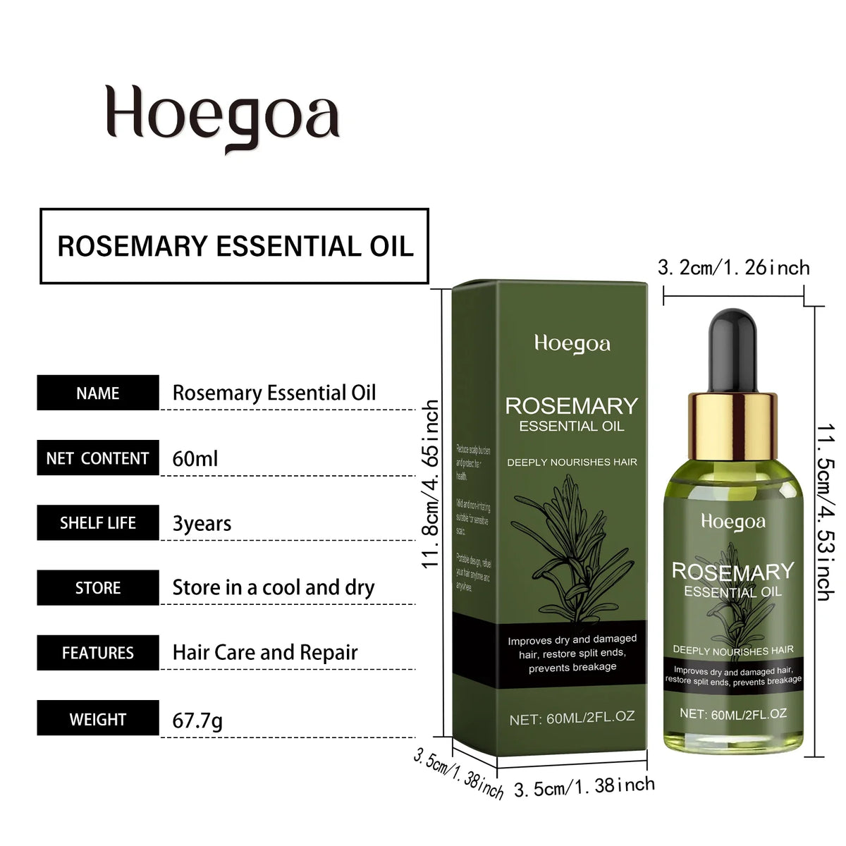 Rosemary Hair Oil – Nourishing, Smoothing & Shine 60ml