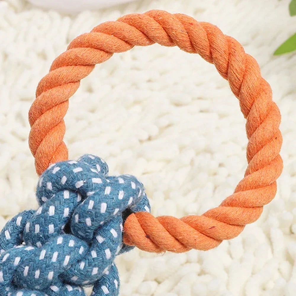 Double-Ring Cotton Rope Dog Toy – Durable Tug for Large Dogs