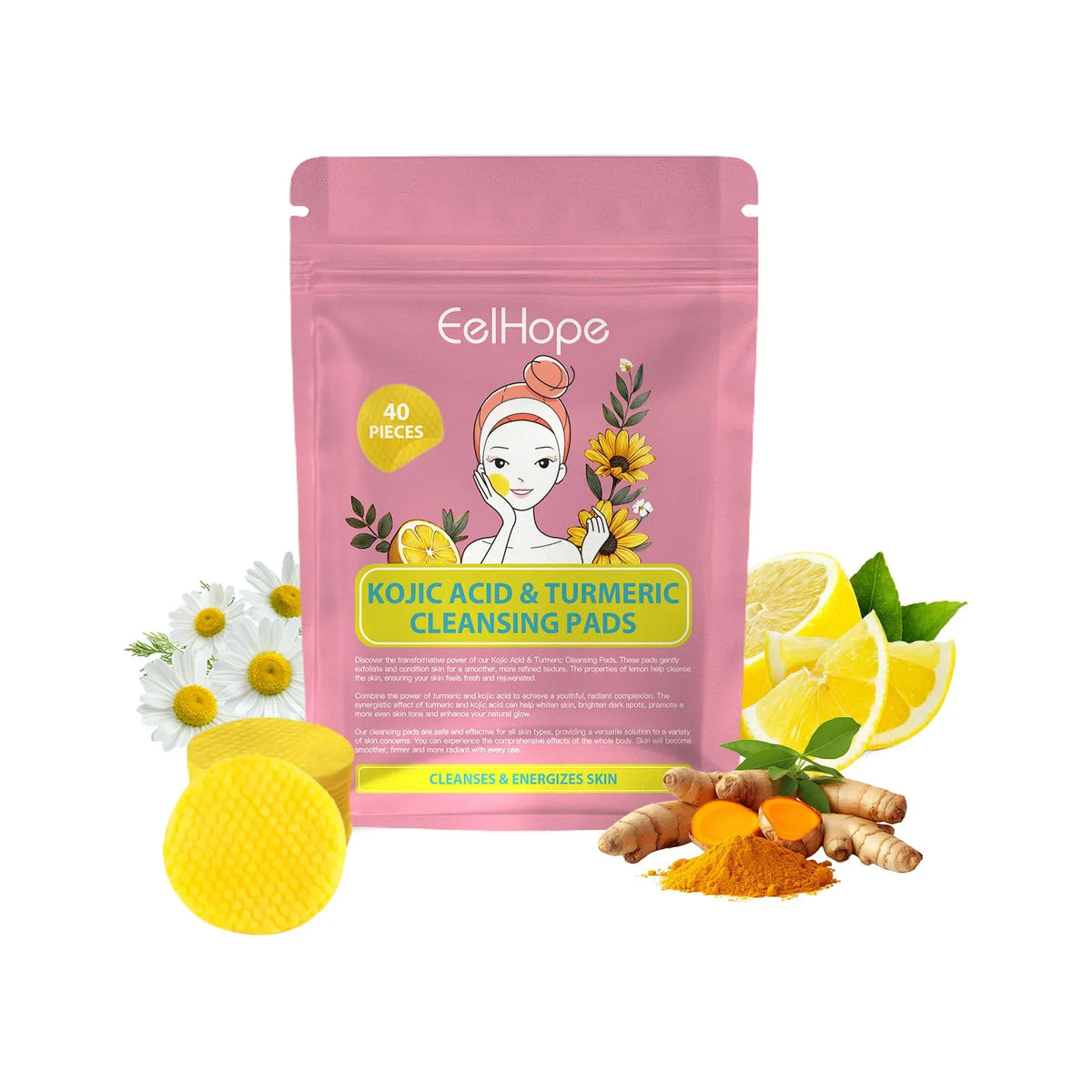 Turmeric & Kojic Acid Facial Cleansing Pads 40 Pcs