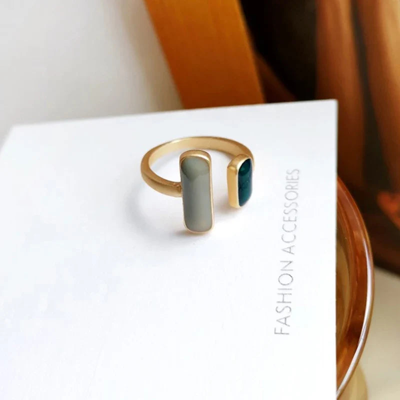 Vintage Opal Stone Open Adjustable Ring – Women's Fashion Jewelry