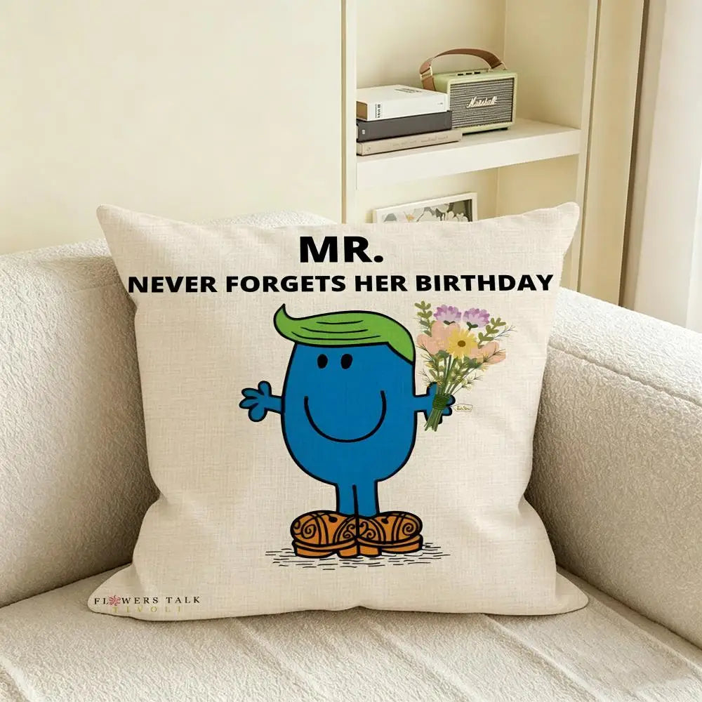 Mr. Men Little Miss Linen Cushion Cover – Sofa & Bedroom Decor