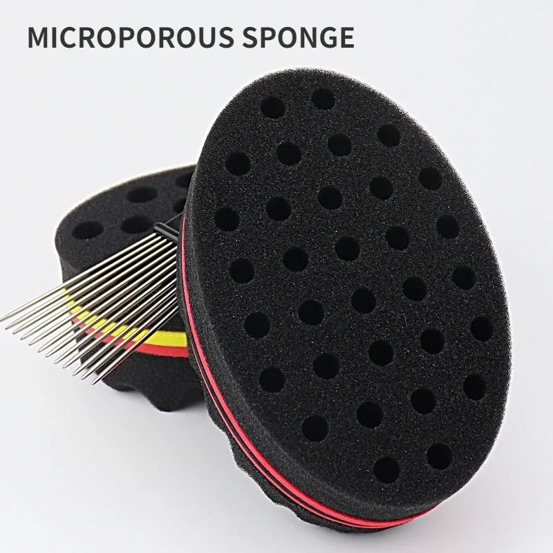 Oval Double-Sided Twist Sponge Brush for Afro Coils & Locs