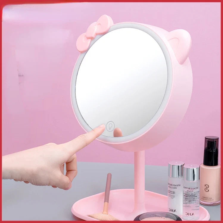Pink Cat LED Vanity Mirror | Touch Screen Desk Makeup Mirror