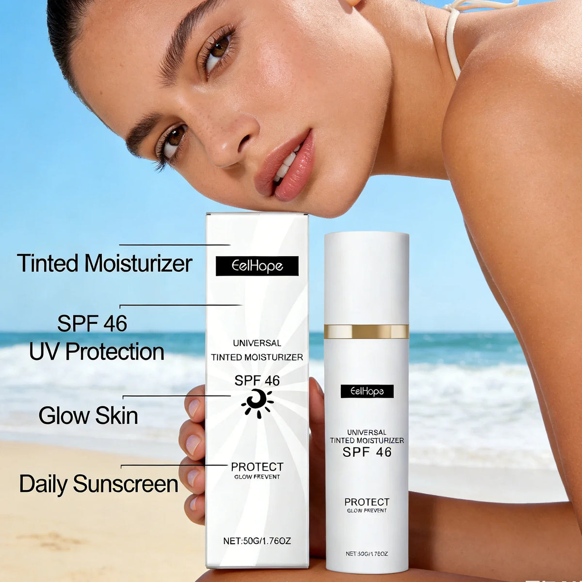 EELHOPE Tinted Moisturizer Sunscreen – Lightweight Brightening
