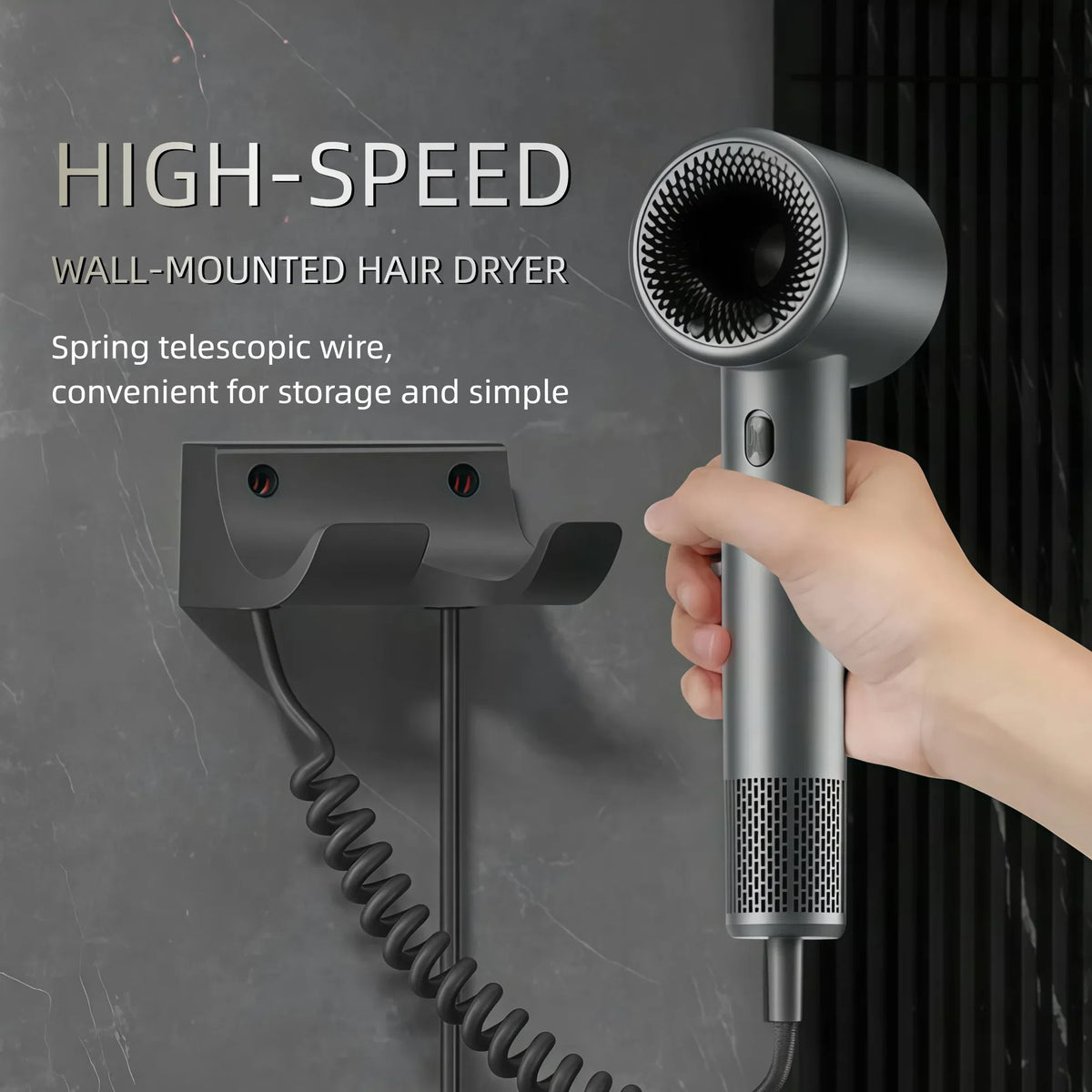 HOMEFISH 1600W Negative Ion Hair Dryer | Wall-Mount Salon Blowout