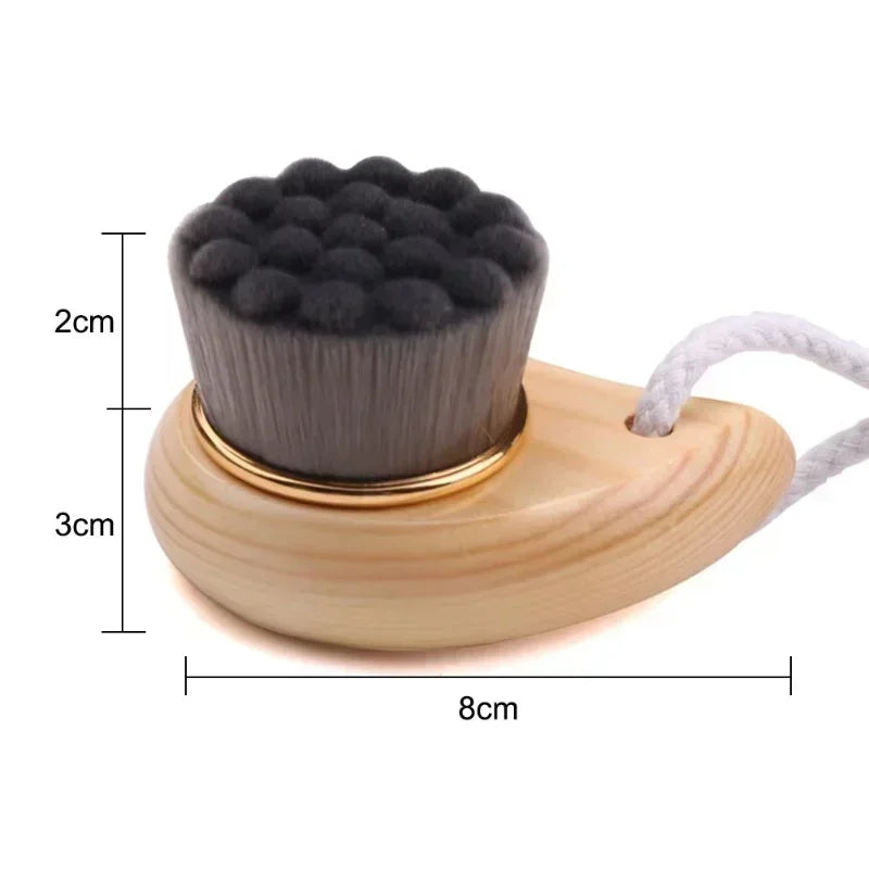 Soft Fiber Facial Cleansing Brush | Wooden Handle Face Brush