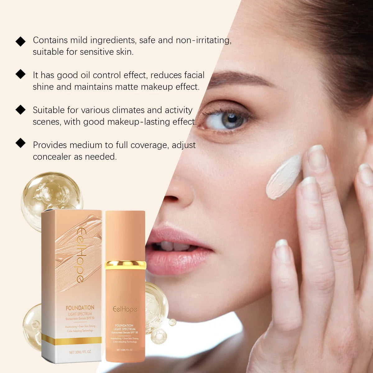 Eelhope Color-Changing Foundation – Full Coverage & Hydrating