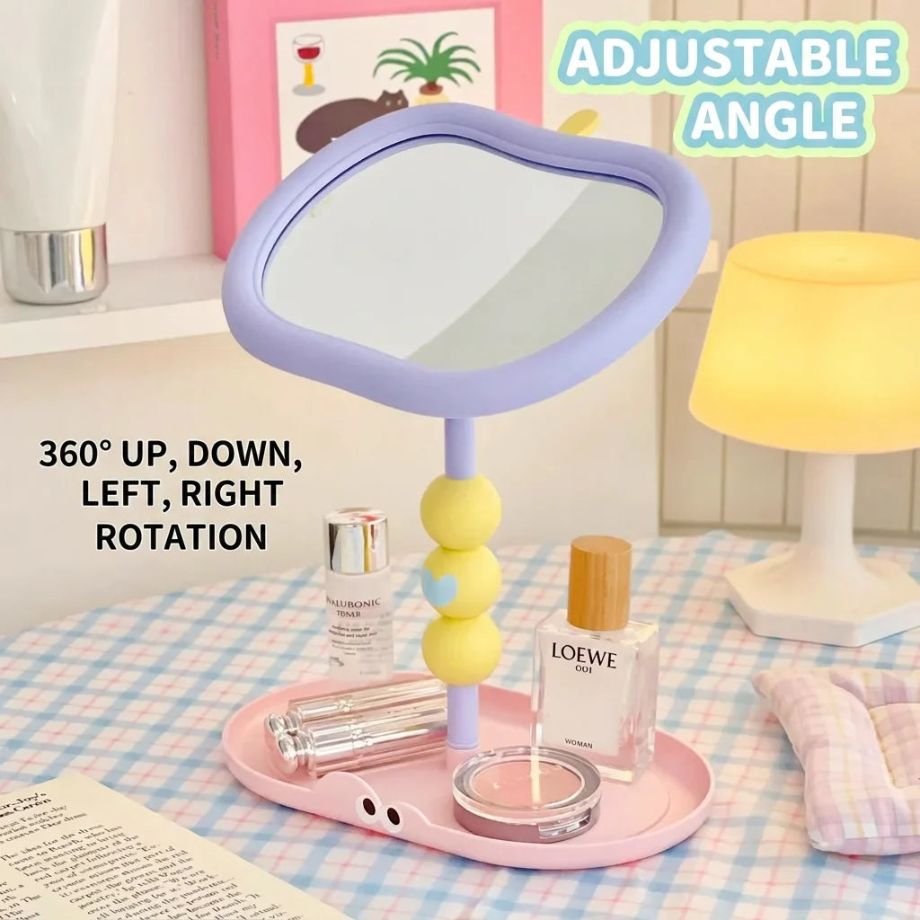 Cute Apple-shaped Tabletop Vanity Makeup Mirror HD Clear Adjustable