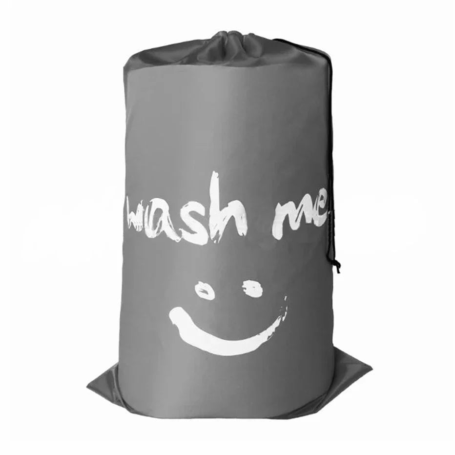 Smile Face Nylon Drawstring Laundry Bag – 24×36" Machine Washable