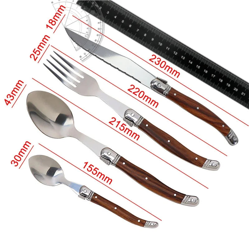 4-Piece Stainless Steel Cutlery Set – Steak Knife, Fork & Spoon
