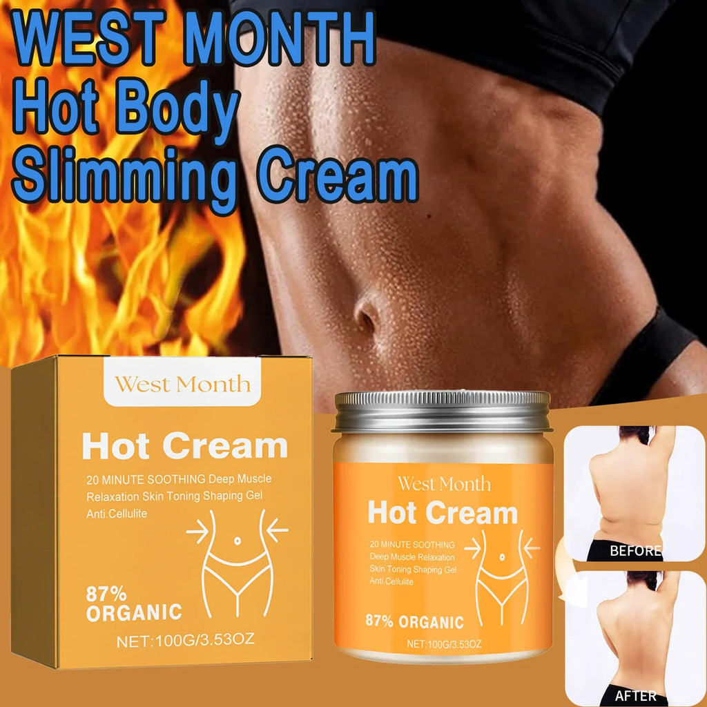 Hot Body Slimming Cream – 87% Organic Anti-Cellulite Lotion 100g