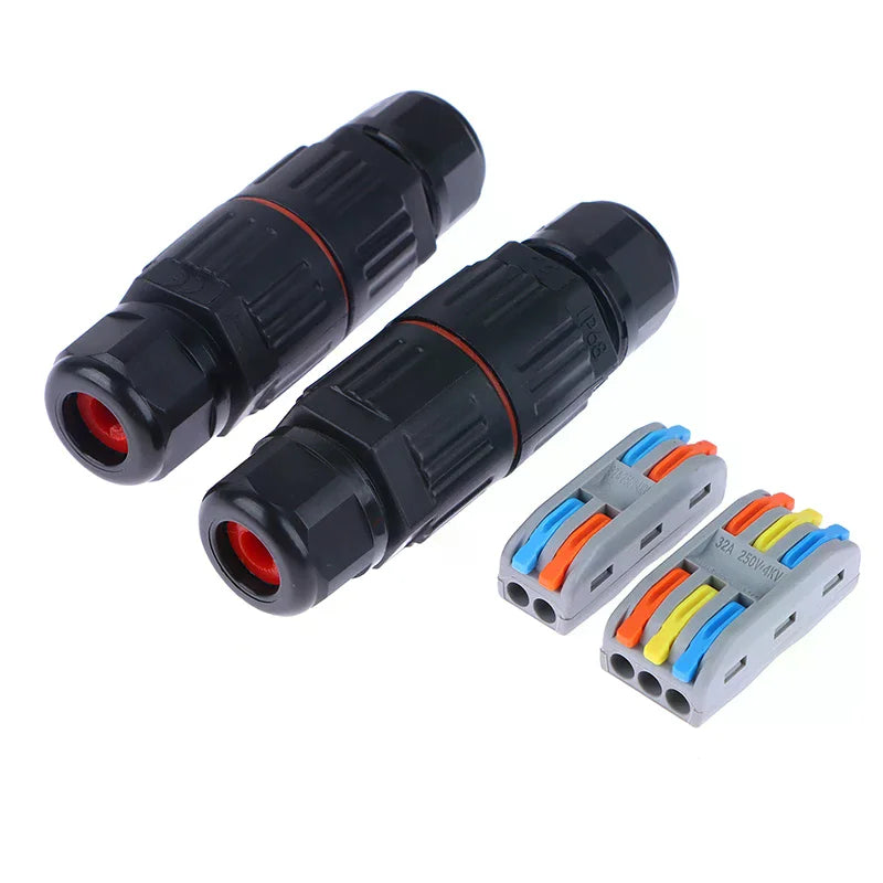 IP68 Waterproof Electrical Connector 2 3 Pin Straight Quick Push-in