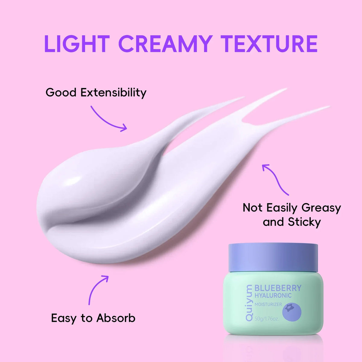 Quiyum Blueberry Hyaluronic Face Cream 50g | Hydrating Glow