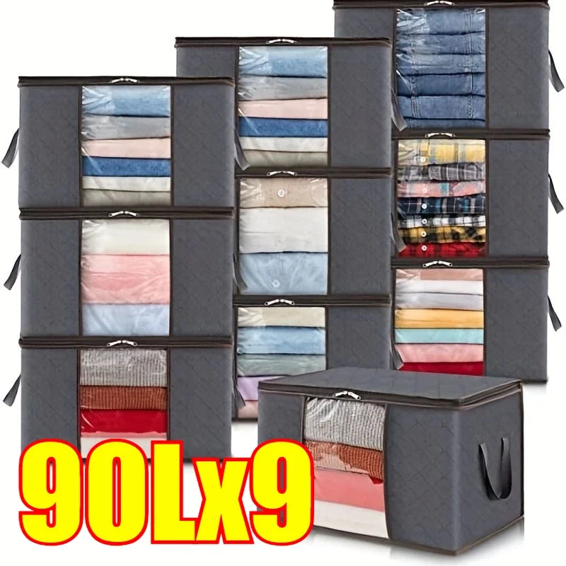 6-Pack Oversized Foldable Storage Bags | Zipper & Clear Window